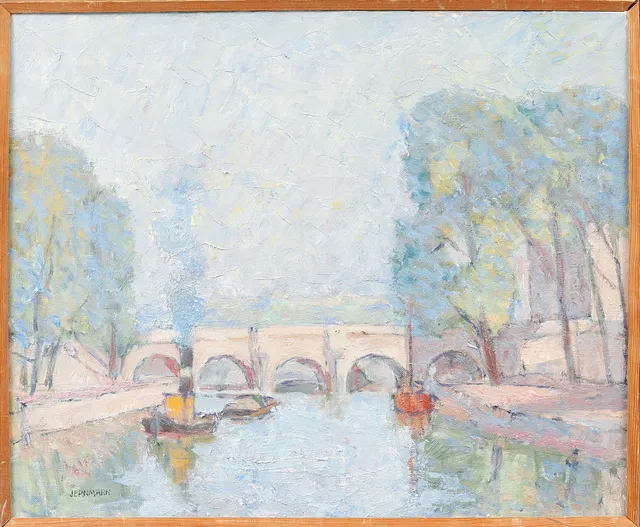 SIGGE JERNMARK. "Pont neuf", olja på duk, signerad.