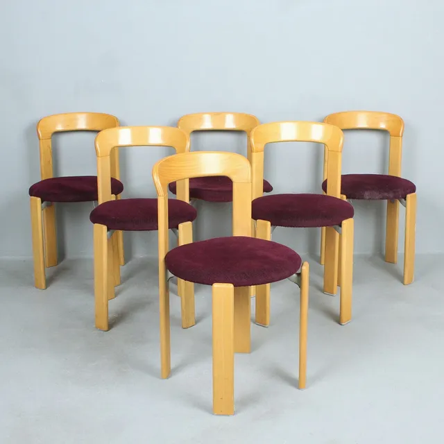 BRUNO REY. Kusch & Co., Set Stühle / Esszimmerstühle, Modell 'Rey Chair 33', Buche, Entwurf 1971, Deutschland.