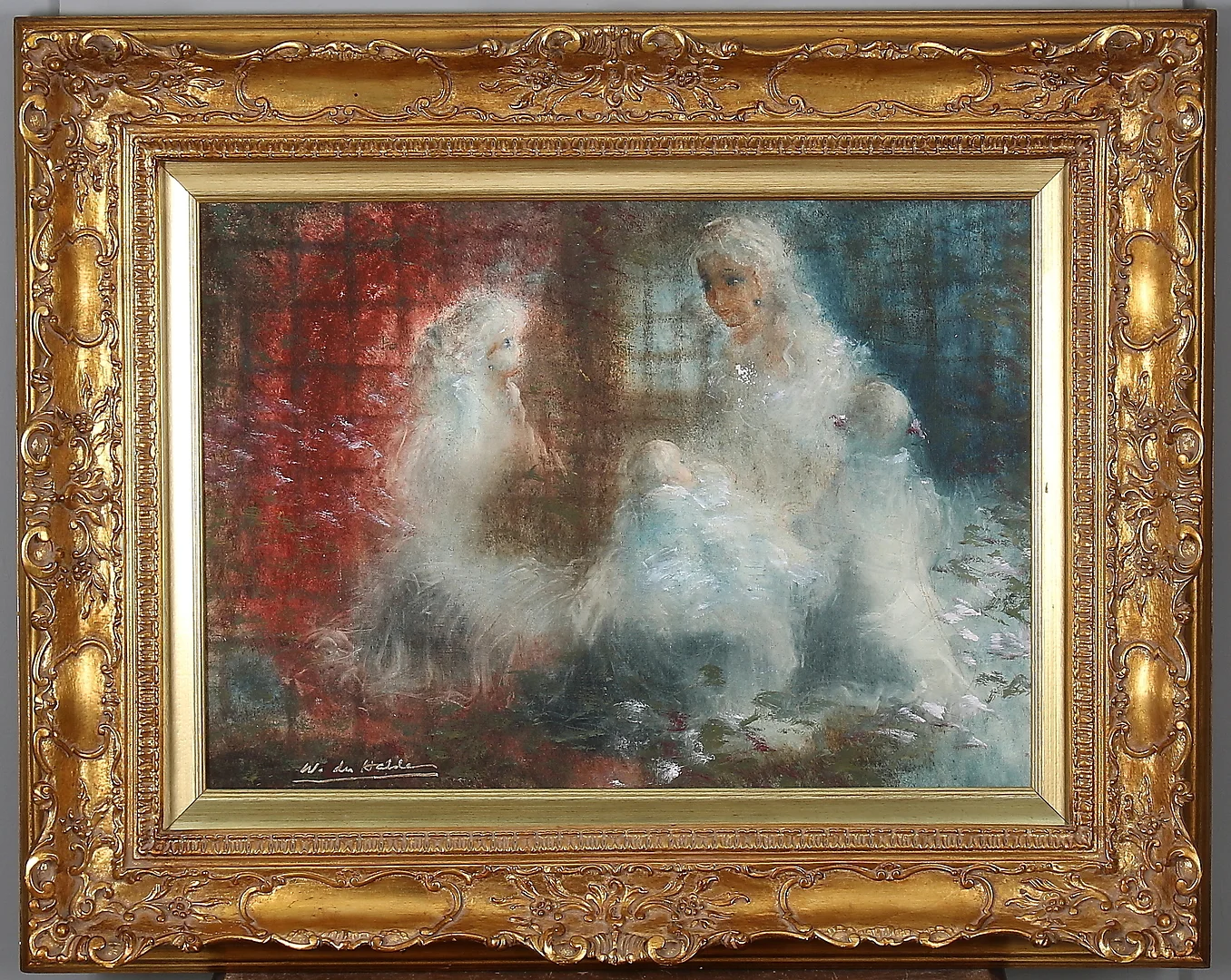 WALTER DU HALDE. Flickan och barnen, olja på duk. — Paintings — Stadsauktion Sundsvall