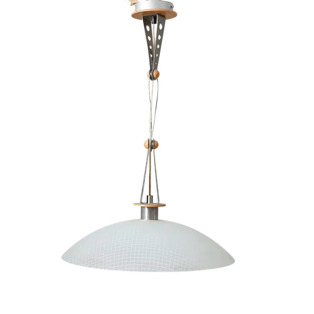 TAKLAMPA, ek, metall & frostat glas, 1980-/90-tal.