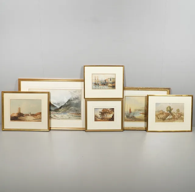 A GROUP OF SIX 19th CENTURY WATERCOLOURS.