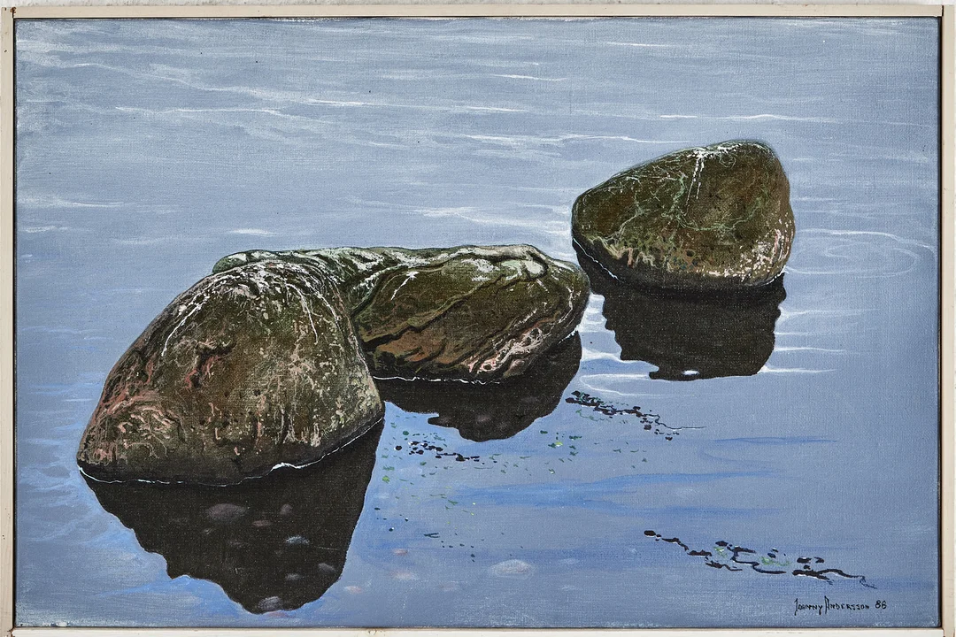 JOHNNY ANDERSSON (FÖDD 1940). Sjöstenar, olja på duk. — Paintings — Stockholms Auktionsverk Magasin 5