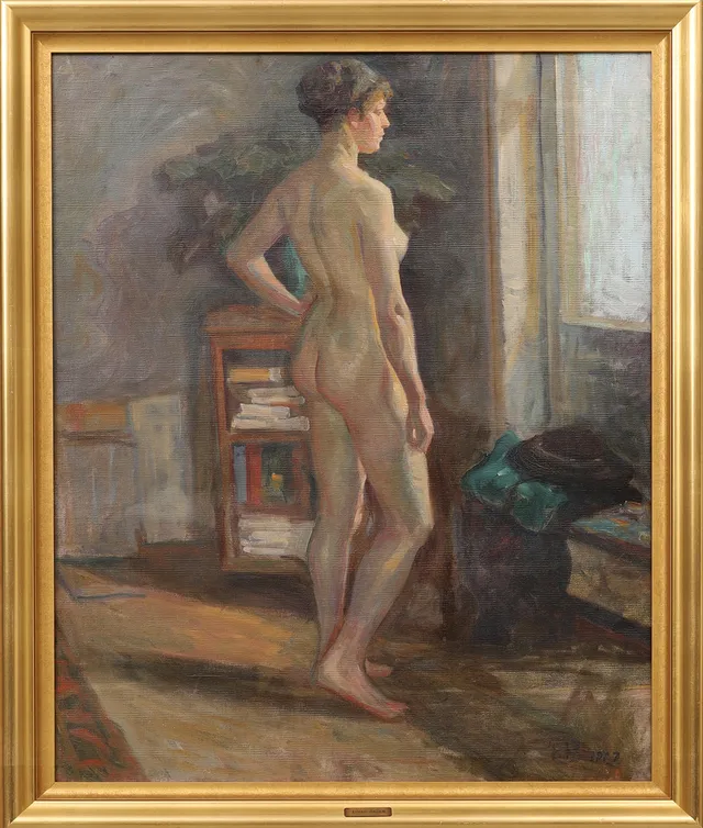 EINAR BAGER. NAKEN KVINNA, signerad och daterad 1917.