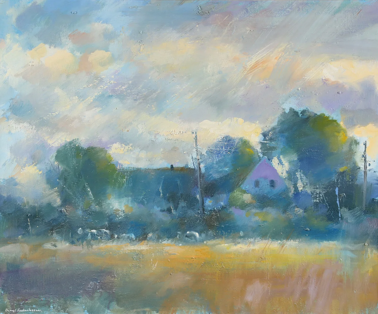 BENGT FREDRIKSSON (1932-2020) "Kor på bete i kvällningen", olja på duk. — Paintings — Stockholms Auktionsverk Helsingborg