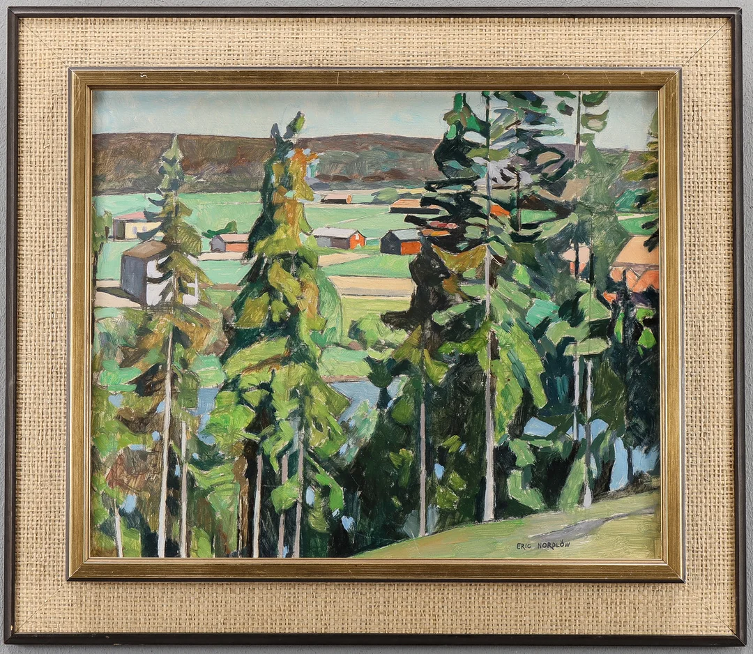 ERIC NORDLÖW. Olja på pannå, signerad. — Paintings — Karlstad Hammarö Auktionsverk