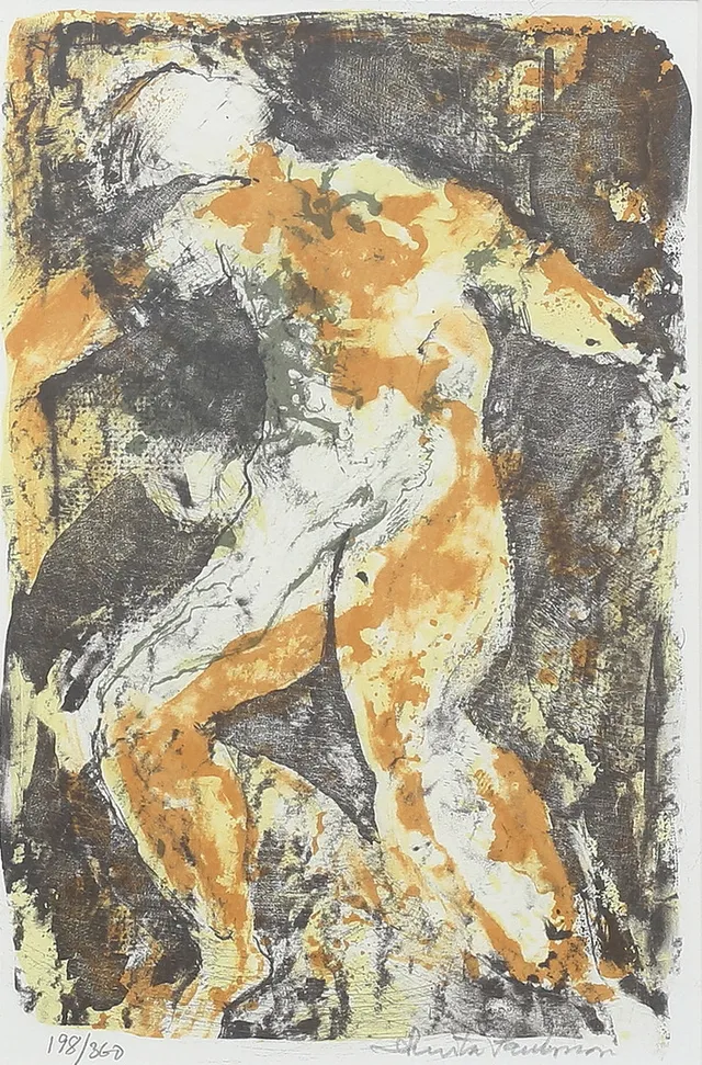 ANITA PAULSSON. Figurkomposition, färglitografi, signerad, daterad 198/360.