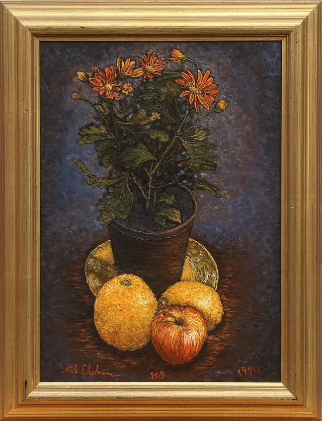 NILS EKSTRÖM. OLJA, på pannå, signerad, 1990.