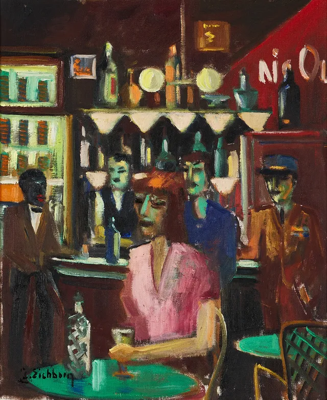 JACK EICHBORN (1906-1981). Barinteriör, signerad, olja på duk.