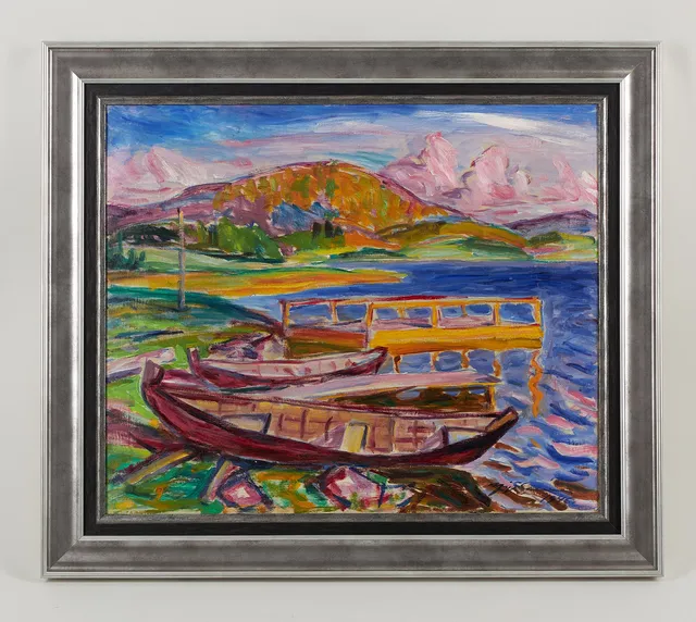 YRJÖ SAARINEN. Sommarlandskap, signerad samt daterad 1946, olja på duk.