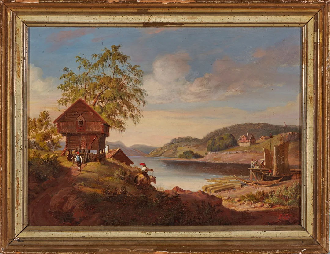Dardel, Fritz von — Folkelivsscene fra kunstnerens reise i Norge — Kunst/Maleri — Blomqvist