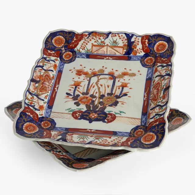 FAT, ett par, porslin, Japan, 1900-talets första del, imaridekor.