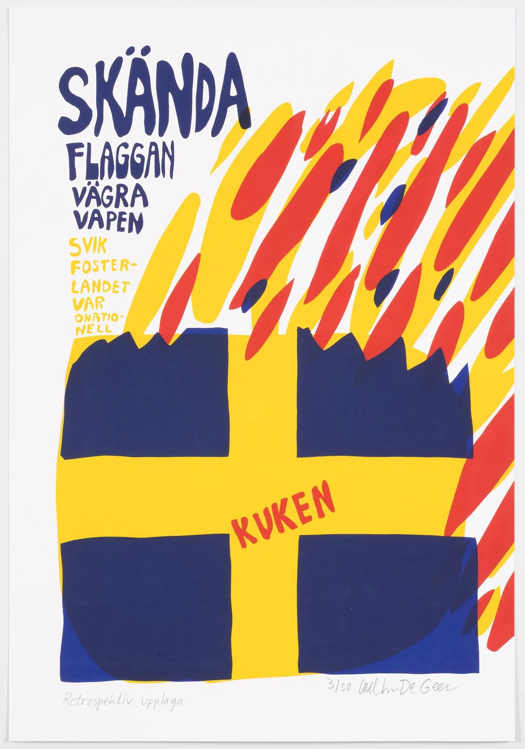 Carl Johan De Geer, "Skända flaggan - Vägra vapen". — Konst/Grafik — Bukowskis