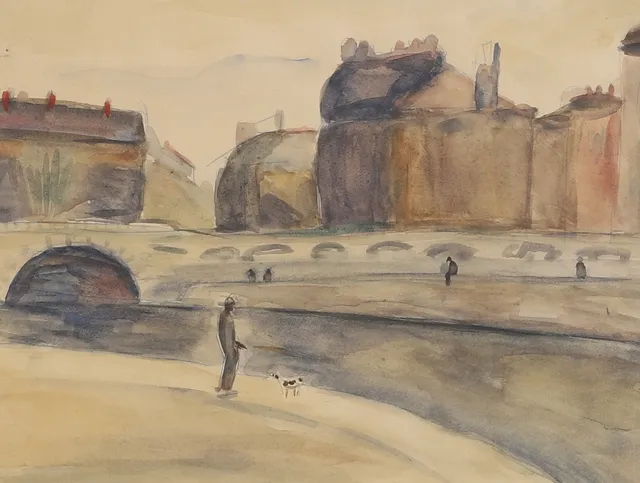 ÅKE LILJESON. Gouache, Parismotiv, 1930-tal.
