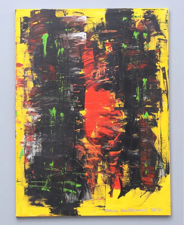 MARCUS WALTERMARK. "Burning heart of desire". Olja/akryl på duk, signerad och daterad 2017.