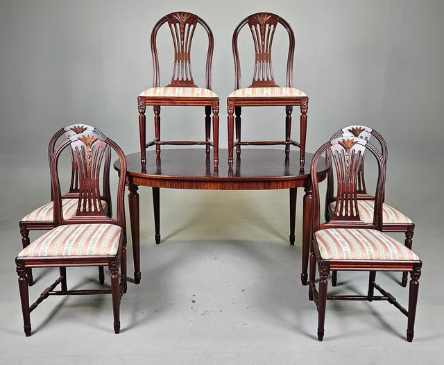 MATSALSGRUPP, 7 delar, "Axet", gustaviansk stil, 1900-tal.