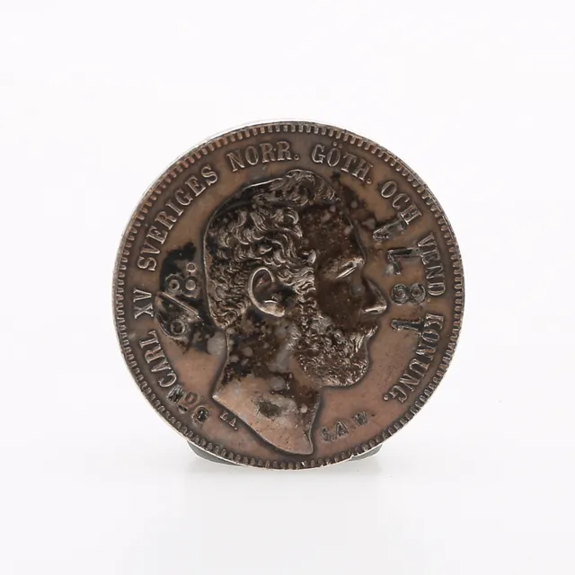 4 RIKSDALER RIKSMYNT, Sverige, 1869, med privatstämpling 6/8 1871.