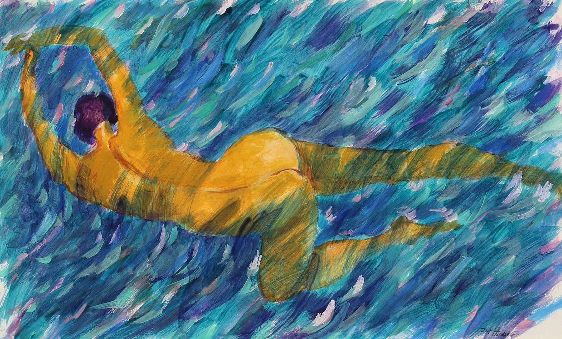 INGRID NORDSTRÖM. "Simmerska", akvarell, signerad. — Paintings — Garpenhus Auktioner