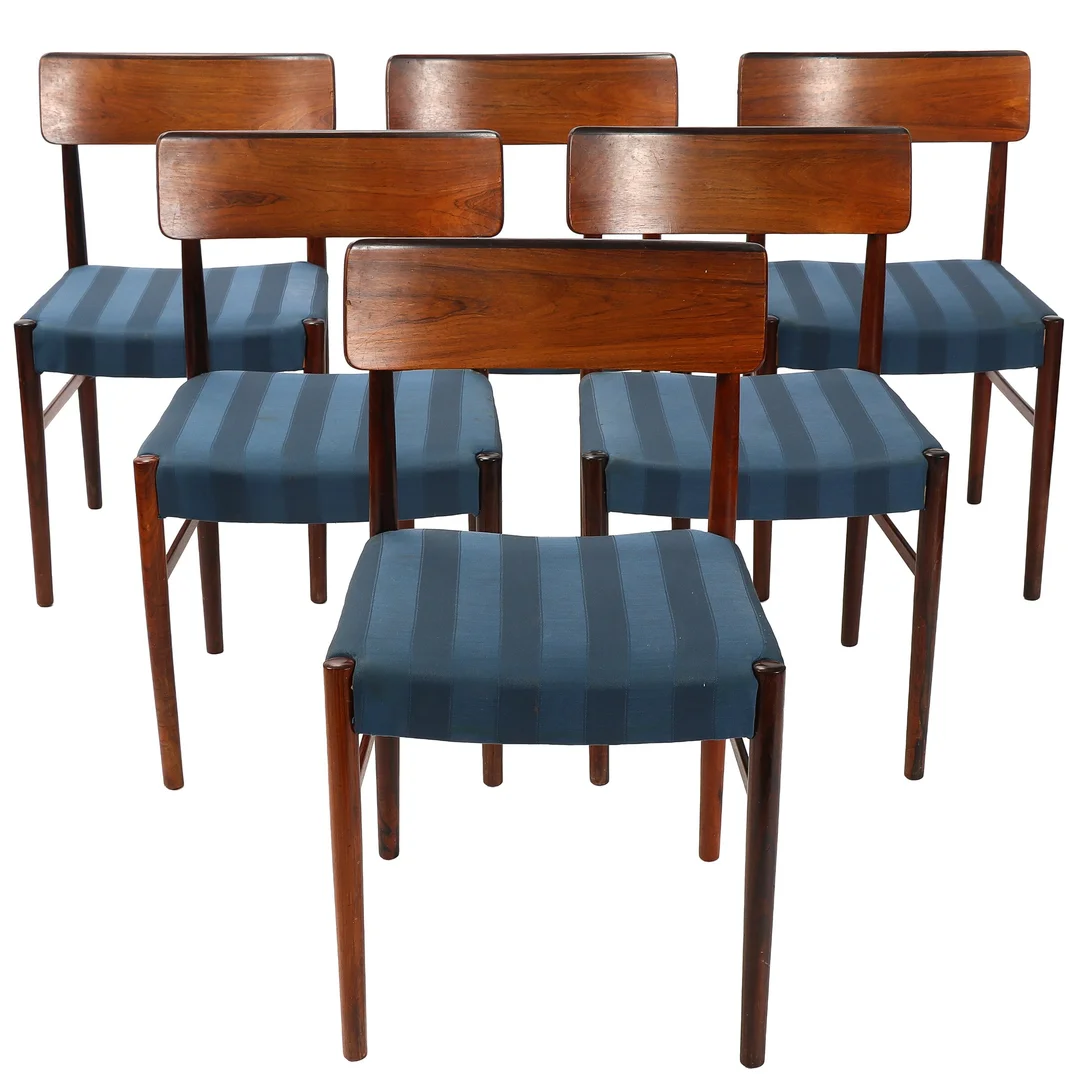 Danish furniture manufacturer. Set of six chairs in rosewood, 1960/70s (6) — Furniture/Chairs — Lauritz