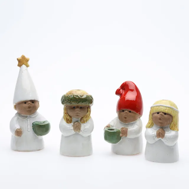 LISA LARSON. FIGURINER/LJUSSTAKAR, 4 stycken, stengods, ur serien "Advent", Gustavsberg.