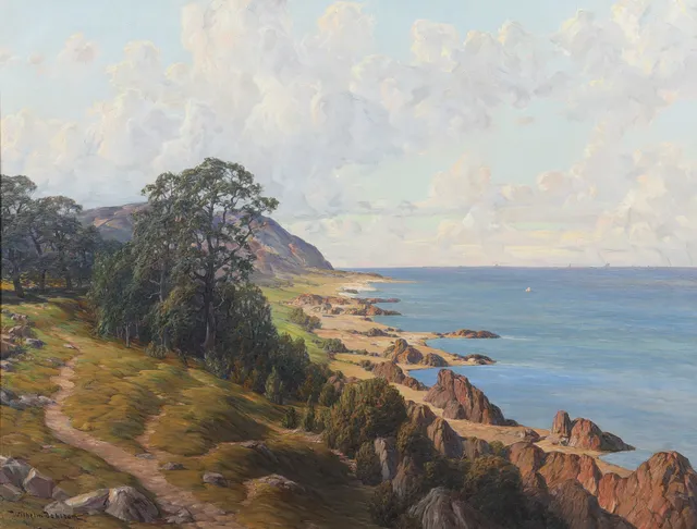WILHELM DAHLBOM. Kustmotiv, olja på duk.