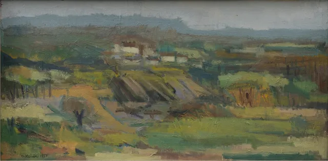 OLLE HALLÉN (1918-1995). Motiv från Stia Toscana, olja på duk, signerad och daterad 1957.