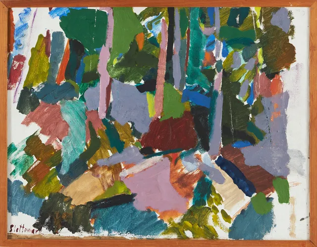 KJARTAN SLETTERMARK. "Landskap", olja på duk, 1963, signerad, daterad a tergo.