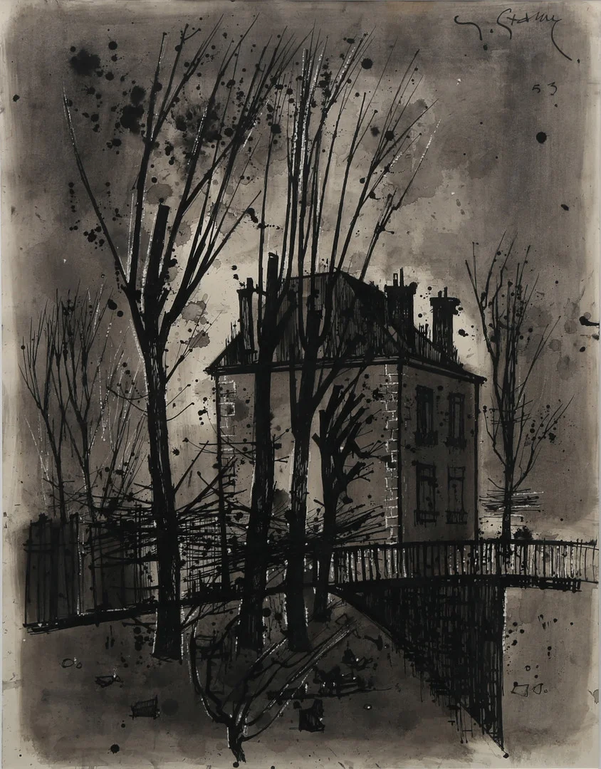 YVES GANNE. STADSMOTIV MED HUS INVID BRO. — Paintings — Crafoord Auktioner Lund