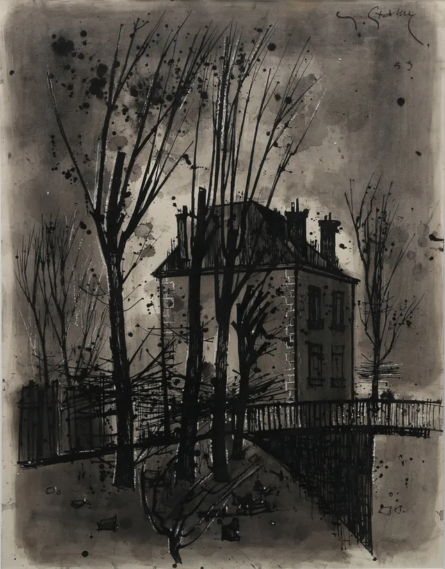 YVES GANNE. STADSMOTIV MED HUS INVID BRO.