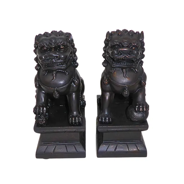PAAR WÄCHTERLÖWEN, FOO DOGS, SKULPTUREN.