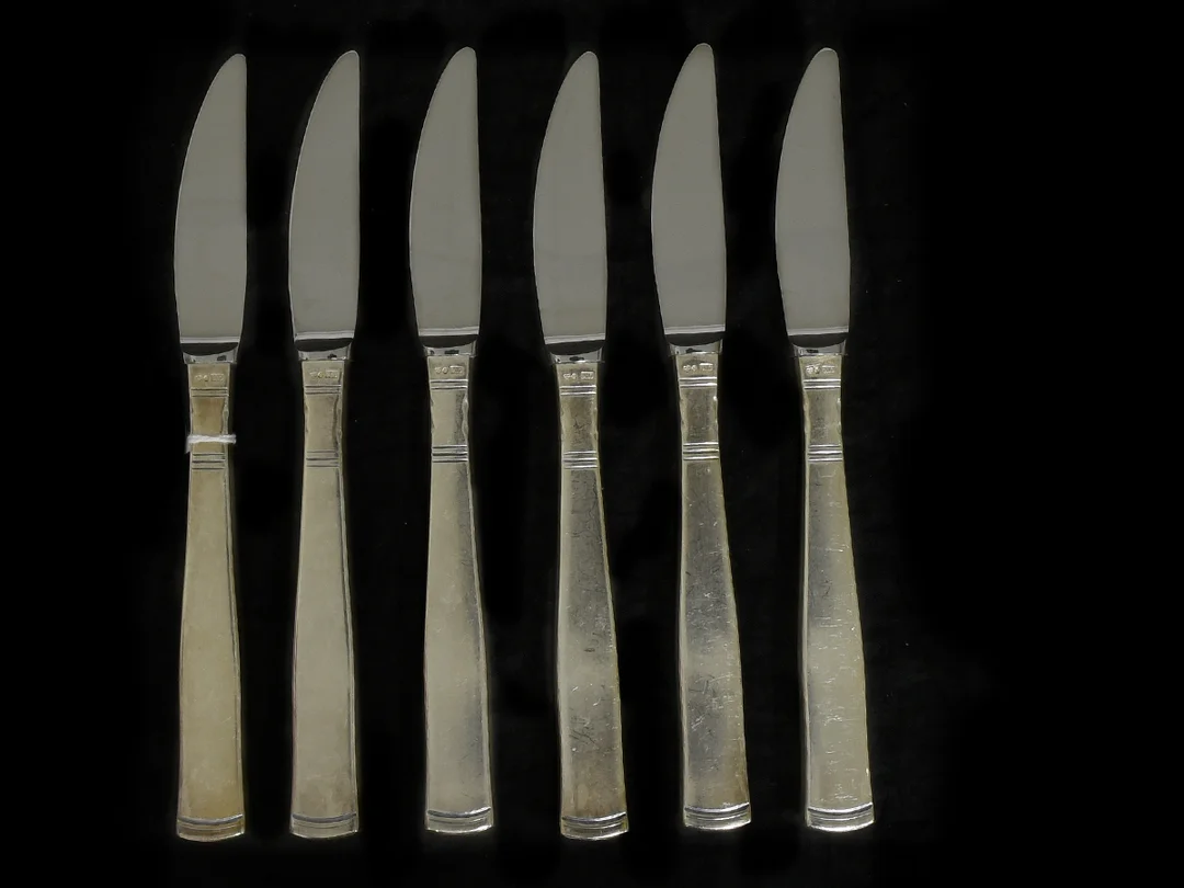 Dessertknivar 6 delar, modell: Rosenholm, S830, brv 278,0g, 165,0mm, blad i rostfritt stål — Silver/Matsilver — Kaplans