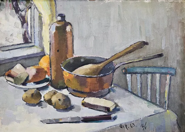 ALF GUSTAVSSON. Stilleben. Olja på duk/pannå, signerad och daterad alf 63 16/1.