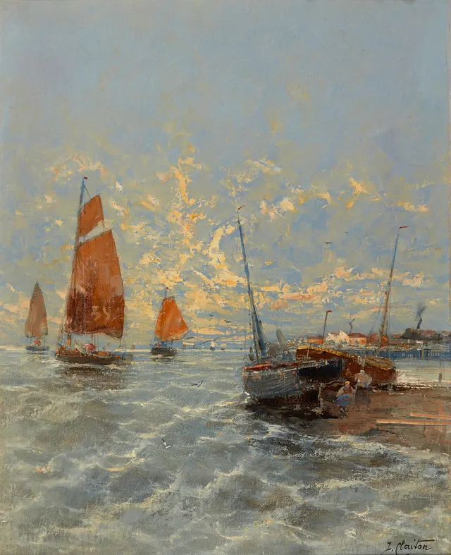 Fischhof, Georg — "Fischerbarken an der dänischen Küste"