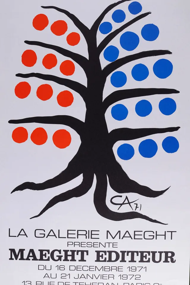 ALEXANDER CALDER. Utställningsaffisch, färglitografiskt tryck, Galerie Maeght, 1971-1972.