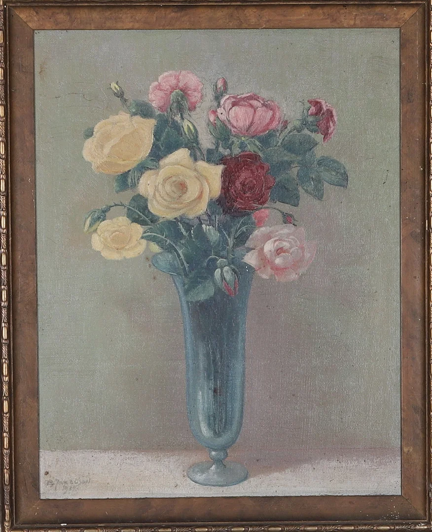 OIDENTIFIERAD KONSTNÄR. olja på duk, uppklistrad på pannå, signerad och daterad. — Paintings — Gomér & Andersson Norrköping