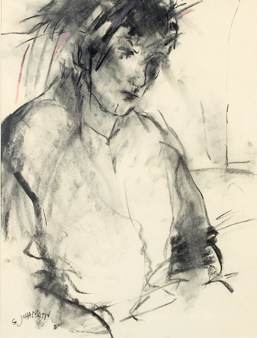 SARA JOHANSSON (1954-2010). Porträtt. — Paintings — Uppsala Auktionskammare