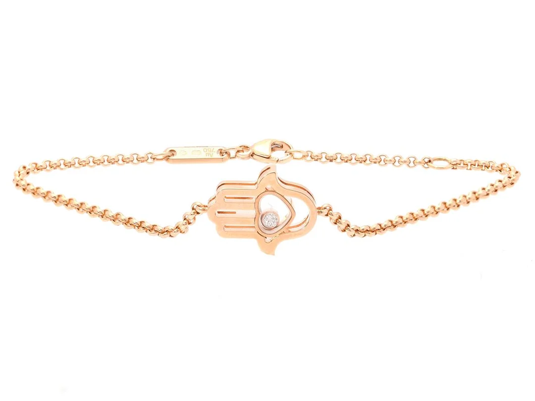 CHOPARD, armband, Happy Diamonds, 18K roséguld, briljantslipad diamant 0,05 ct, TW/IF-VVS, refnr. 857864-5001, serienr. 3496221, längd 16-18,5 cm, vikt 6,5 g, certifikat, originaletui, ytterkartong. — Smycken/Armband — Kaplans