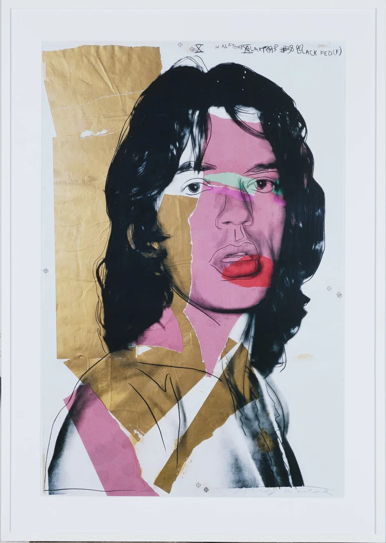 ANDY WARHOL. , efter, "Mick Jagger 1975", offset litograph for MUMOK, Vienna. — Engravings & Prints — Stockholms Auktionsverk Magasin 5