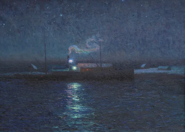 OSCAR HULLGREN. "Ljuseffekter", motiv från Lofoten. Olja på duk, signerad och daterad 1911.