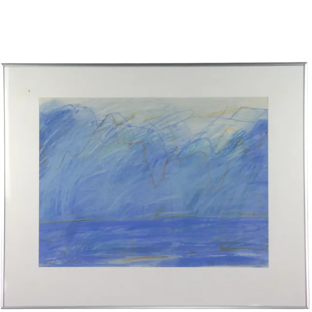 BARBRO GUSTAFSON. Blandteknik på papper, "Blått Lofoten", signerad.
