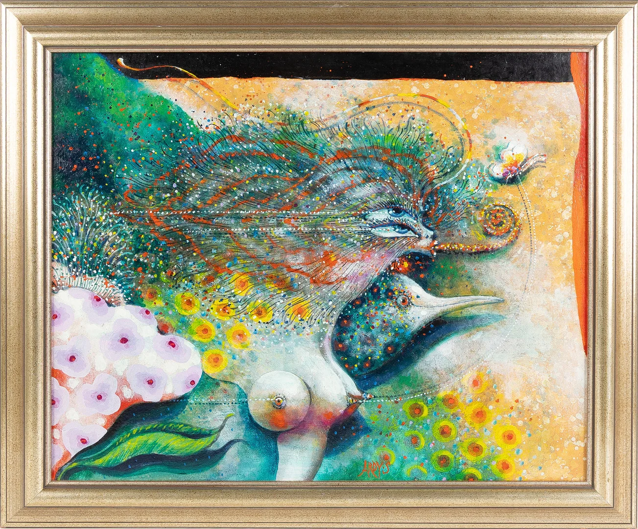 ARDY STRÜWER. Olja på duk, "Flowering love godess", signerad samt daterad 1992 à tergo. — Paintings — Stockholms Auktionsverk Helsingborg