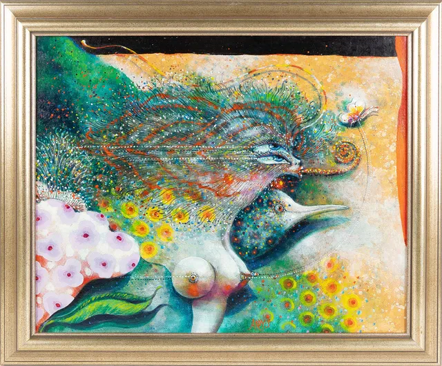 ARDY STRÜWER. Olja på duk, "Flowering love godess", signerad samt daterad 1992 à tergo.