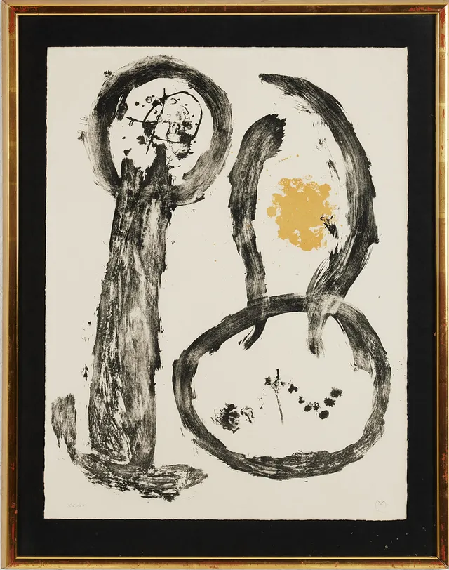 JOAN MIRÓ. "Album 19, planche 9", färglitografi, 1961, signerad med initial i blyerts och numrerad XV/XV.