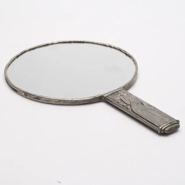 HANDSPEGEL, tenn, Art deco, CG Hallberg, 1920/30-tal.