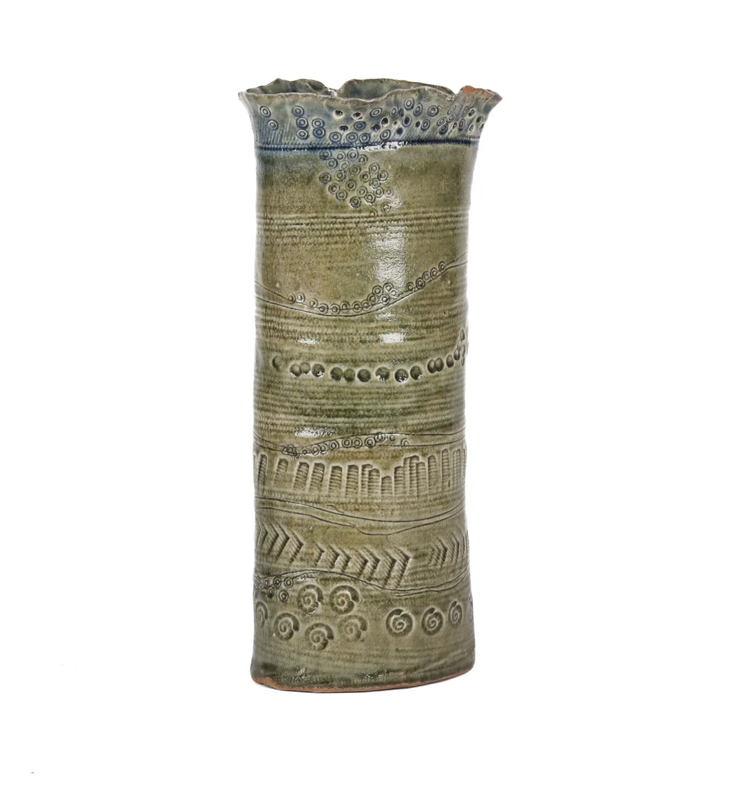 Birgit Krogh. Oval vase of glazed stoneware — Glass, porcelain and ceramics/Vases, bowls, dishes — Lauritz