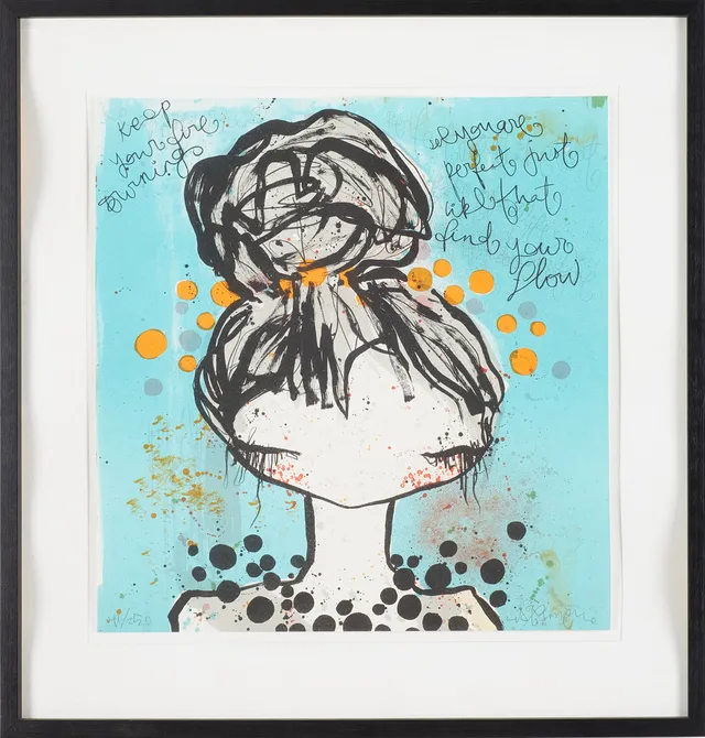 LISA RINNEVUO. Porträtt, färglitografi, signerad Lisa Rinnevou, 41/250.