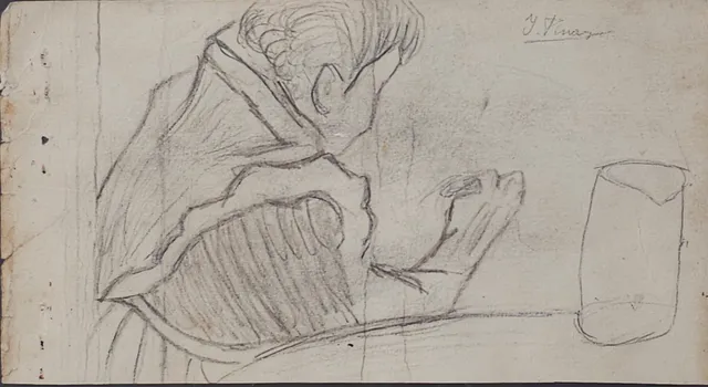 IGNACIO PINAZO CAMARLENCH. APUNTE. DIBUJO SOBRE PAPEL.