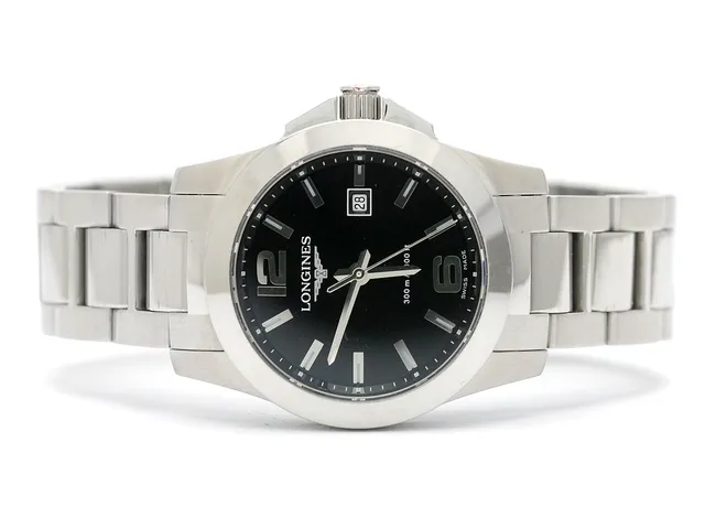 LONGINES, Conquest (300 m / 1000 ft), Cal L.250, Ref nr. L3.277.4.56.6, Boett nr. 36252921, damur, 29,5 mm, stål, quartz, safirglas, datum, originallänk, viklås, Ref nr. L600131634, cert, maj 2011, box, ytterkartong.