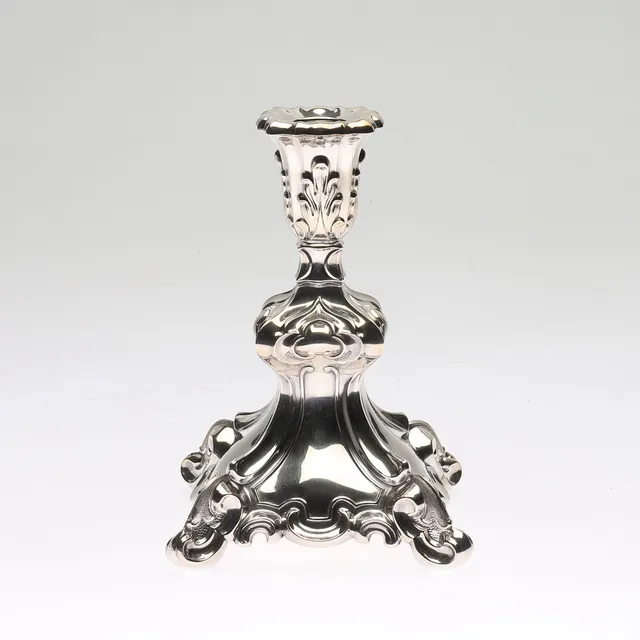 LJUSSTAKE, silver, barockstil, Finland, 1982.