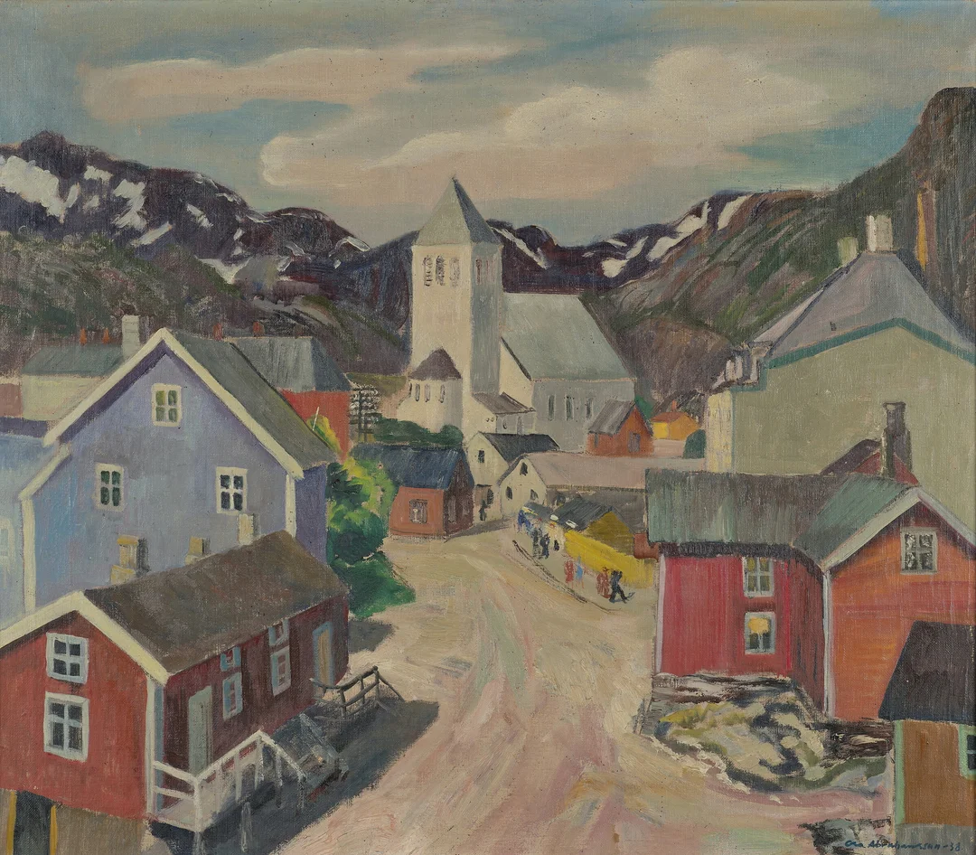 Abrahamsson, Ola — "Svolvær kirke" 1938 — Kunst/Maleri — Blomqvist