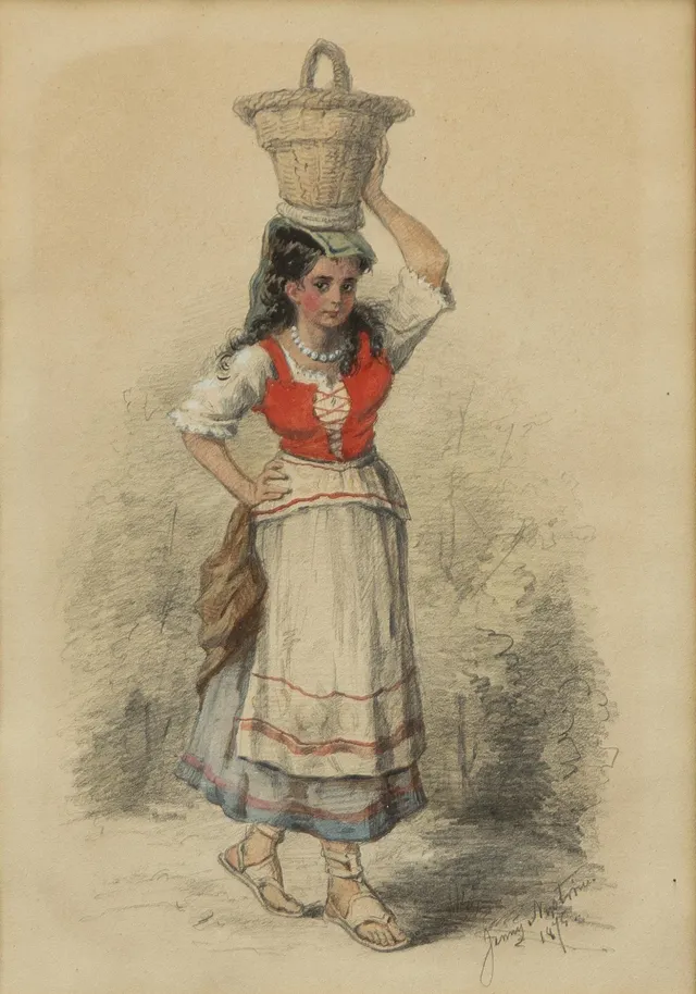 Jenny Nyström, Italienska med korg.